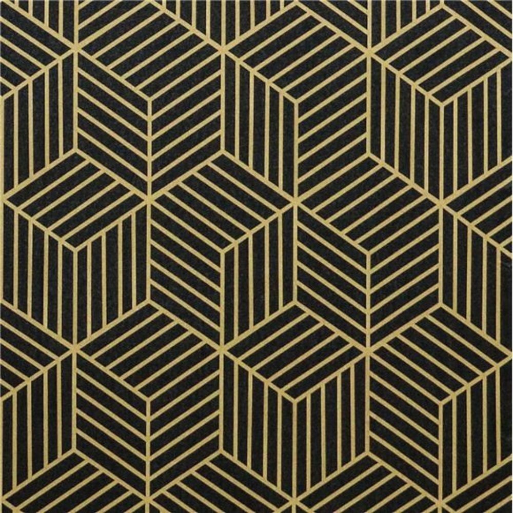 17.7"X118"Black and Gold Wallpaper Modern Geometric Hexagon